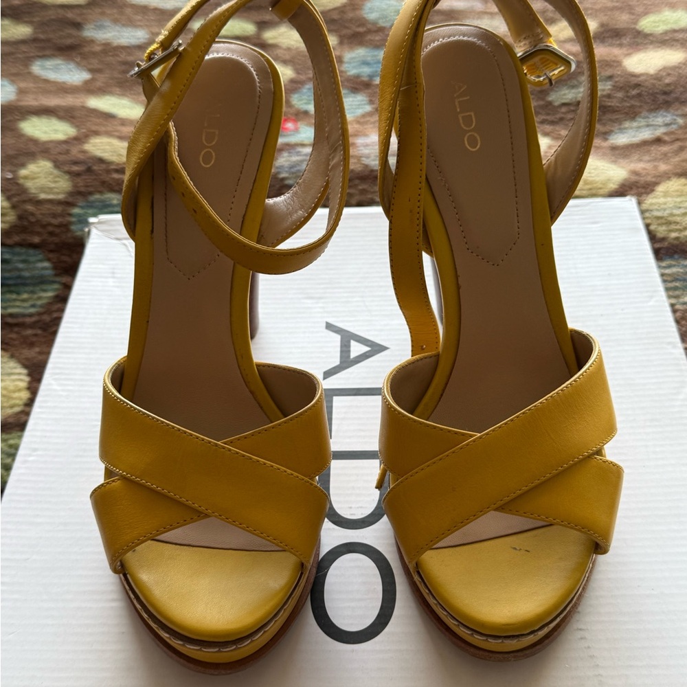 ALDO Yellow Cross-Strap Heels